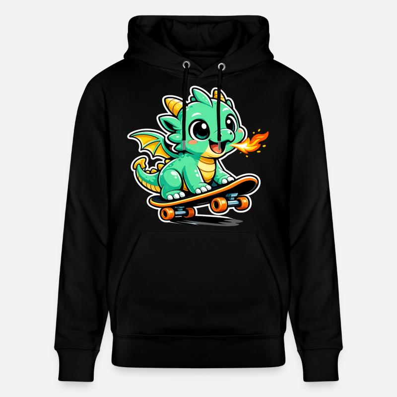 Kleiner Drachen Skateboarder - Stanley/Stella Unisex Bio-Hoodie CRUISER  - Schwarz