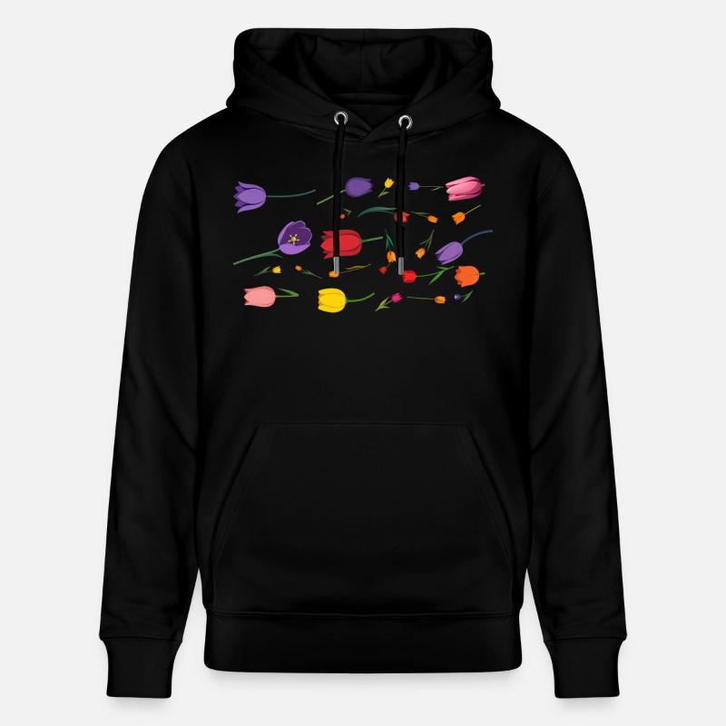 Fleurs Printemps Tulipes - Sweat à capuche bio CRUISER Stanley/Stella Unisexe - noir