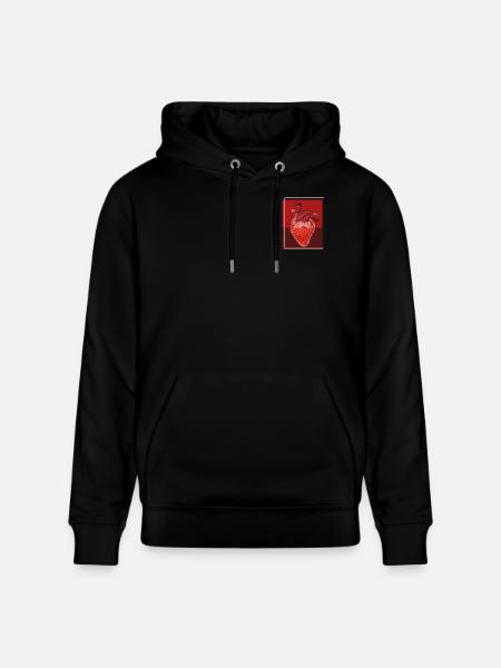 Heart Strawberry Fusion - Stanley/Stella CRUISER Unisex Organic Hoodie - black