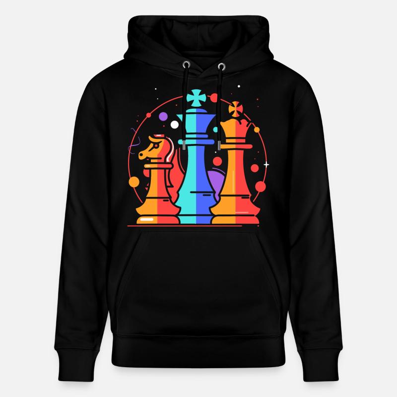 Pièces d’échecs Dessin animé - Sweat à capuche bio CRUISER Stanley/Stella Unisexe - noir