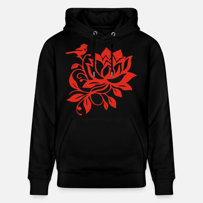 Le lotus rouge et l'oiseau - Sweat à capuche bio CRUISER Stanley/Stella Unisexe - noir