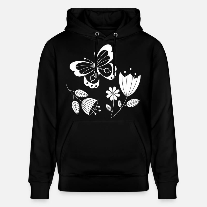 Papillon avec des fleurs - Sweat à capuche bio CRUISER Stanley/Stella Unisexe - noir