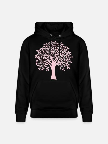 Icon Pink Jumbo Tree Print Silhouette - Stanley/Stella CRUISER Unisex Organic Hoodie - black