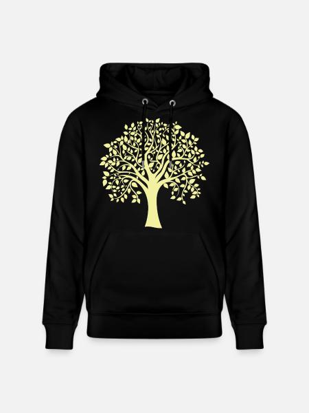 Icon Gelber Jumbo-Baum-Print-Silhouette - Stanley/Stella Unisex Bio-Hoodie CRUISER - Schwarz