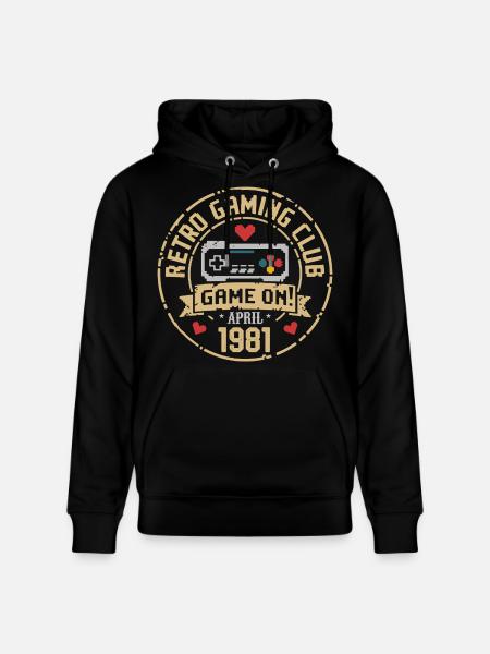 April 1981 Anniversary April 1981 Retro - Stanley/Stella CRUISER Unisex Organic Hoodie - black