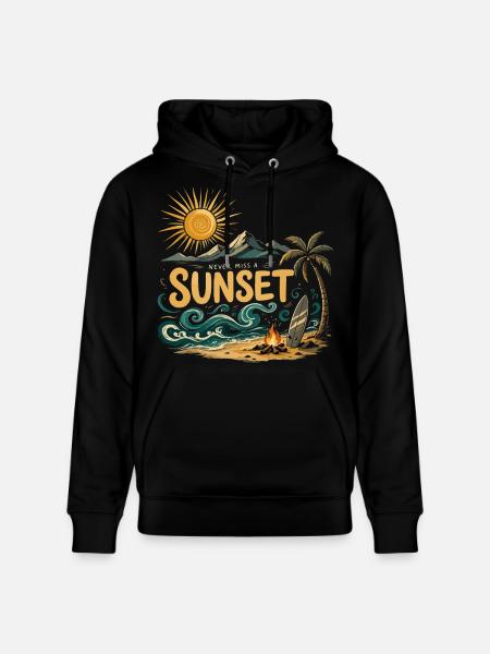 Never Miss A Sunset Surf Beach - Stanley/Stella CRUISER Unisex Organic Hoodie - black