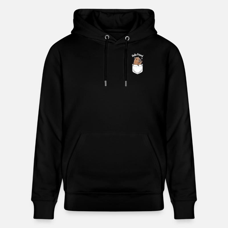Motif ludique de capybara avec salutation - Sweat à capuche bio CRUISER Stanley/Stella Unisexe - noir