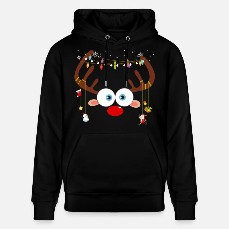 Visage de renne de Noël - Sweat à capuche bio CRUISER Stanley/Stella Unisexe - noir
