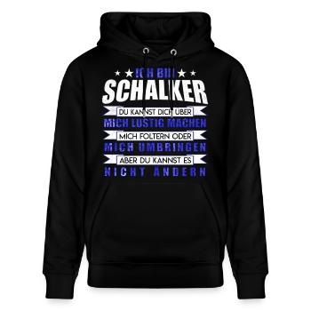 Ich bin Schalker | Fan Design Geschenkidee - Stanley/Stella Unisex Bio-Hoodie CRUISER  - Schwarz - Vorne - Alina (178cm) & Michal (187cm)