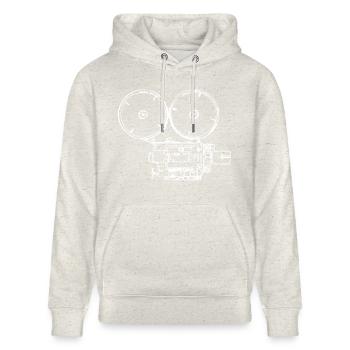 Vintage Filmkamera - Stanley/Stella Unisex Bio-Hoodie CRUISER  - Beige meliert - Vorne - Alina (178cm) & Michal (187cm)