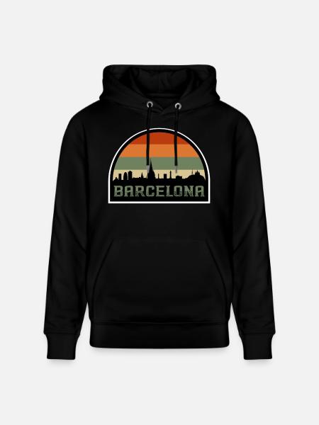 Barcelone Espagne Skyline Silhouette Drapeau Espagnol - Sweat à capuche bio CRUISER Stanley/Stella Unisexe - noir