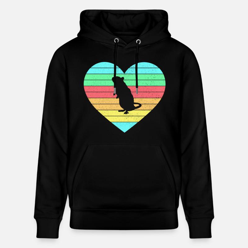 Maus Herz Design mit Regenbogen / Geschenk - Stanley/Stella Unisex Bio-Hoodie CRUISER  - Schwarz