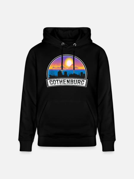 Göteborg Sweden Skyline Vintage Sunset Travel Så - Ekologisk luvtröja CRUISER unisex från Stanley/Stella - svart