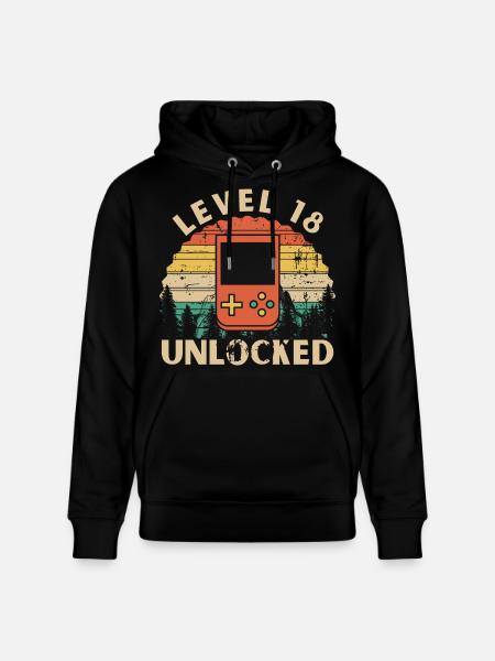 Level 18 Unlocked - Stanley/Stella CRUISER Unisex Organic Hoodie - black