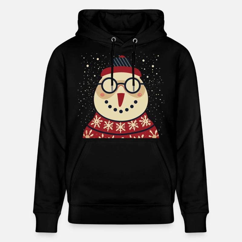 Winter Eulenpullover mit Brille - Stanley/Stella Unisex Bio-Hoodie CRUISER  - Schwarz