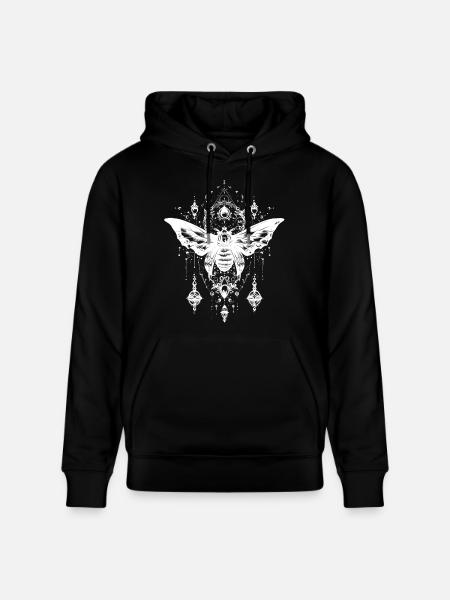 Mystical moth with magical ornaments - Stanley/Stella CRUISER Unisex Organic Hoodie - black