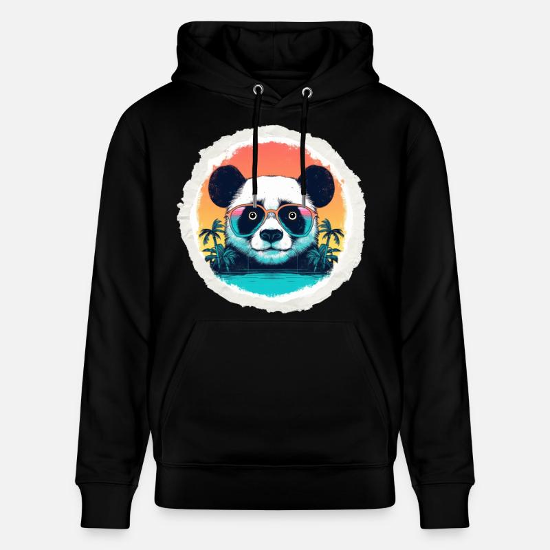 Bébé panda en vacances - Sweat à capuche bio CRUISER Stanley/Stella Unisexe - noir