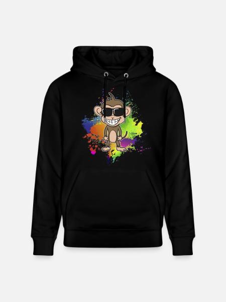 Bunter-Sommer-Affe - Stanley/Stella Unisex Bio-Hoodie CRUISER - Schwarz