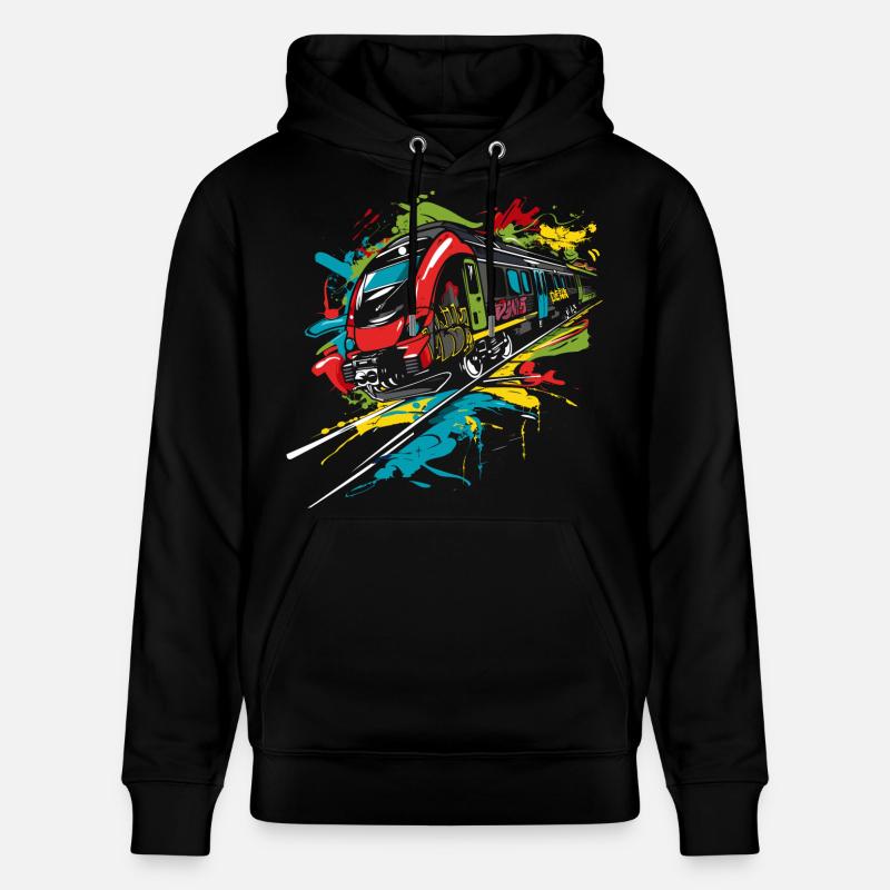 Graffiti Eisenbahn - Stanley/Stella Unisex Bio-Hoodie CRUISER  - Schwarz