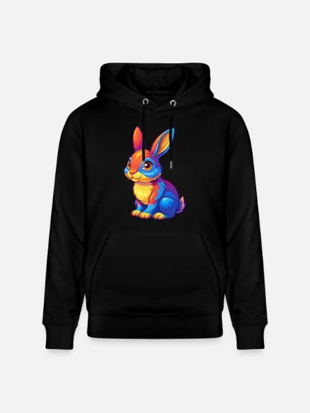kanin, farverig, kawaii, tegneseriefigur Clipart - Stanley/Stella CRUISER økologisk unisex-hoodie - sort