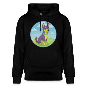 Australischer Kelpie Hund Niedliches Kawaii Cartoon Tier - Stanley/Stella Unisex Bio-Hoodie CRUISER  - Schwarz - Vorne - Alina (178cm) & Michal (187cm)