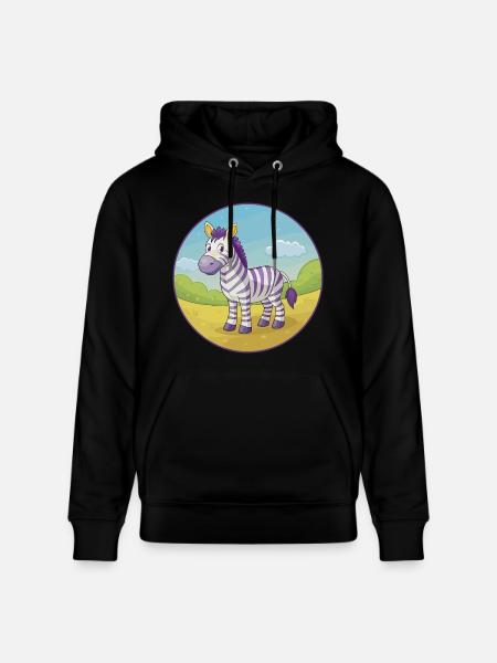 zebra, sød, kawaii, cartoon Clipart, dyr, kæledyr - Stanley/Stella CRUISER økologisk unisex-hoodie - sort