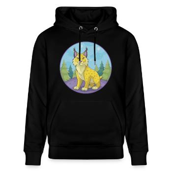 Luchs Niedliche Kawaii Cartoon Clipart Tier Haustier - Stanley/Stella Unisex Bio-Hoodie CRUISER  - Schwarz - Vorne - Alina (178cm) & Michal (187cm)