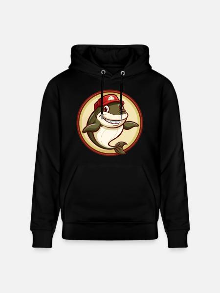 Whale Colorful Kawaii Cartoon Character Clipart - Stanley/Stella CRUISER Unisex Organic Hoodie - black