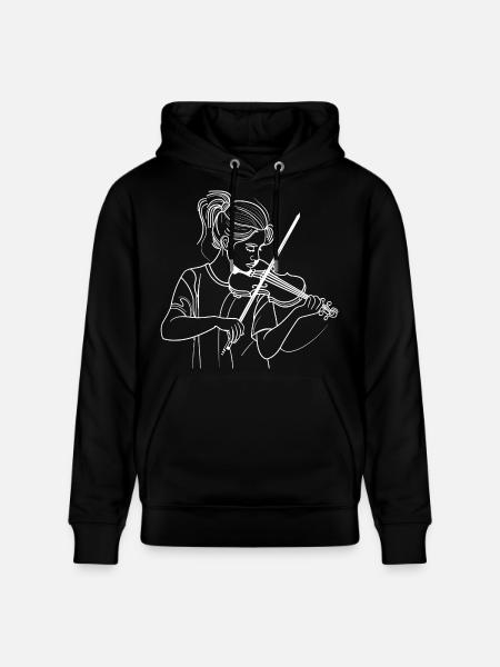 Violinist Line Art - Stanley/Stella CRUISER Unisex Organic Hoodie - black