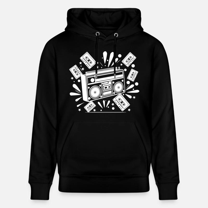 Ghettoblaster, Musik, Nostalgie - Stanley/Stella Unisex Bio-Hoodie CRUISER  - Schwarz