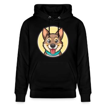 Mischling Hund Rasse Cartoon Figur Kawaii Clipart - Stanley/Stella Unisex Bio-Hoodie CRUISER  - Schwarz - Vorne - Alina (178cm) & Michal (187cm)