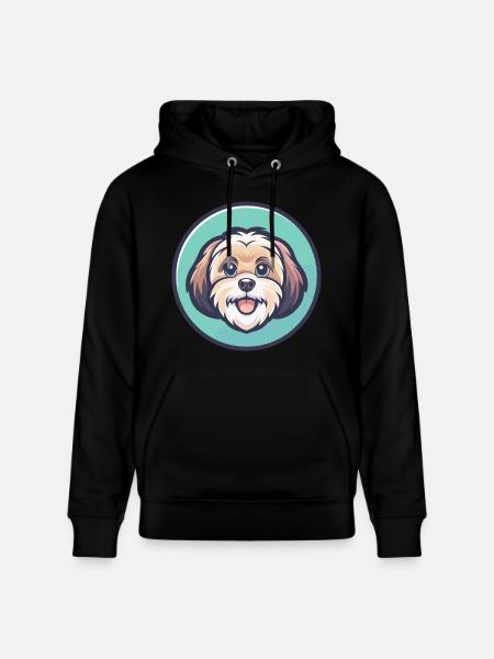 ShihPoo Dog Breed Cartoon Character Kawaii Clipart - Stanley/Stella CRUISER Unisex Organic Hoodie - black