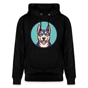 Stichelhaar Chien Race Drôle Dessin animé Kawaii Clipart - Sweat à capuche bio CRUISER Stanley/Stella Unisexe - noir - Devant - Alina (178cm) & Michal (187cm)