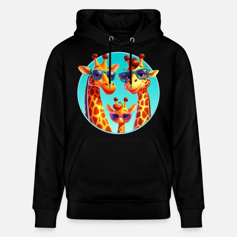 Famille de girafes cool avec des lunettes de soleil - Sweat à capuche bio CRUISER Stanley/Stella Unisexe - noir