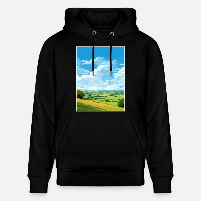 Mendip Hills Aonb Affiche de voyage Souvenir Peinture WPA - Sweat Ă capuche bio CRUISER Stanley/Stella Unisexe - noir