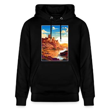 Aït Benhaddou Maroc Affiche de voyage Souvenir WPA - Sweat à capuche bio CRUISER Stanley/Stella Unisexe - noir - Devant - Alina (178cm) & Michal (187cm)