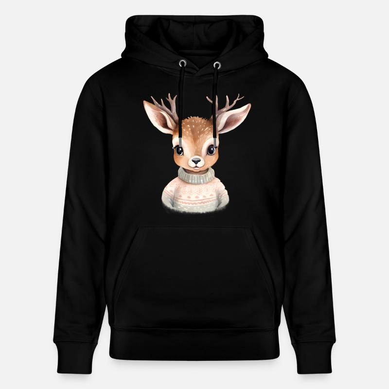 Cerf câlin en pull d’hiver - Sweat à capuche bio CRUISER Stanley/Stella Unisexe - noir