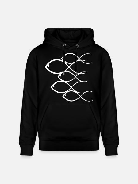 School of white fish - Stanley/Stella CRUISER Unisex Organic Hoodie - black