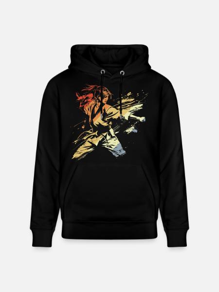 Retro Weibliche Karateka - Stanley/Stella Unisex Bio-Hoodie CRUISER  - Schwarz