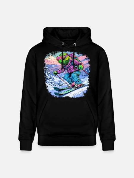 Chameleon Skier / Skier Chameleon - Stanley/Stella CRUISER Unisex Organic Hoodie - black