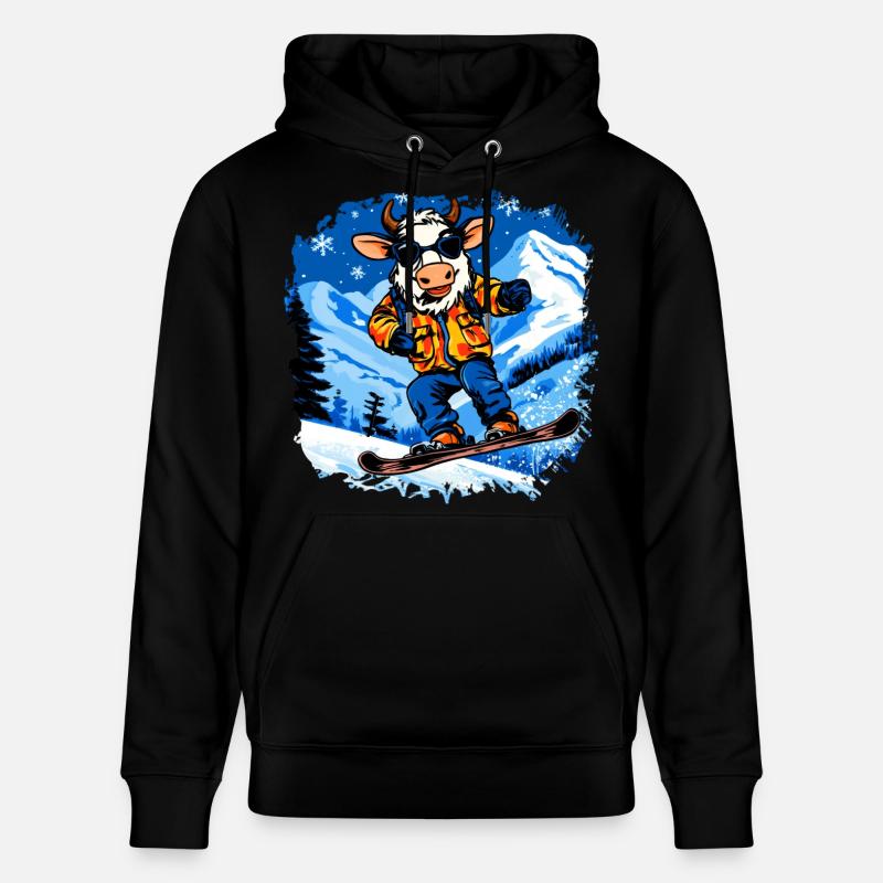 Vaches Snowboard / Vache Snowboardeuse - Sweat à capuche bio CRUISER Stanley/Stella Unisexe - noir