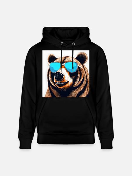 Bear with Sunglasses Pop Art - Stanley/Stella CRUISER Unisex Organic Hoodie - black