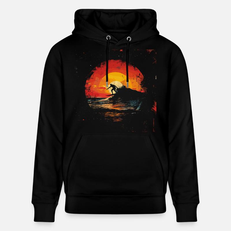 Surfeur Coucher de soleil - Sweat à capuche bio CRUISER Stanley/Stella Unisexe - noir