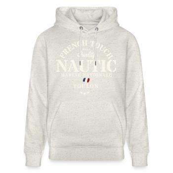 Authentisches maritimes Design von Toulon - Stanley/Stella Unisex Bio-Hoodie CRUISER  - Beige meliert - Vorne - Alina (178cm) & Michal (187cm)