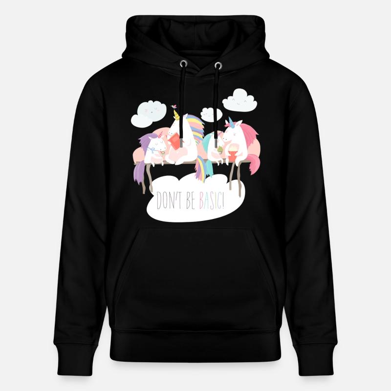 Einhorn don't be basic statement - Stanley/Stella Unisex Bio-Hoodie CRUISER  - Schwarz