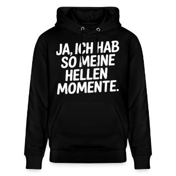 Ja Ich Hab So Meine Hellen Momente - Stanley/Stella Unisex Bio-Hoodie CRUISER  - Schwarz - Vorne - Alina (178cm) & Michal (187cm)