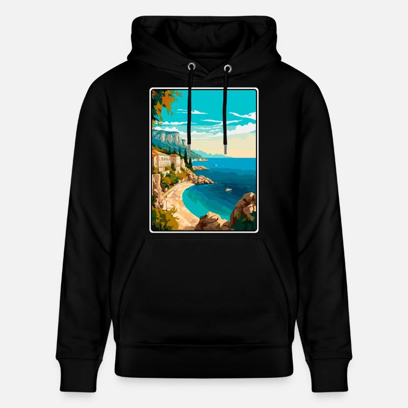 Makarska Kroatien Klippen Mittelmeerküste - Stanley/Stella Unisex Bio-Hoodie CRUISER  - Schwarz