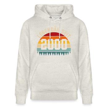 Legendär seit 2000 – Jahrgang 2000 - Stanley/Stella Unisex Bio-Hoodie CRUISER  - Beige meliert - Vorne - Alina (178cm) & Michal (187cm)