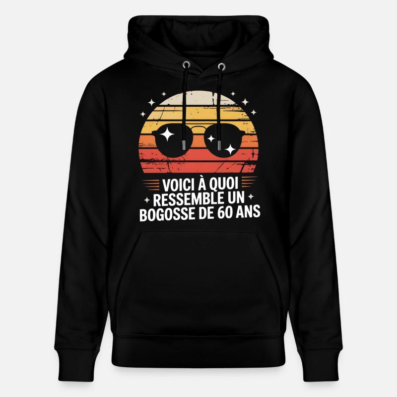 Soleil rétro Bogosse 60 ans - Sweat à capuche bio CRUISER Stanley/Stella Unisexe - noir