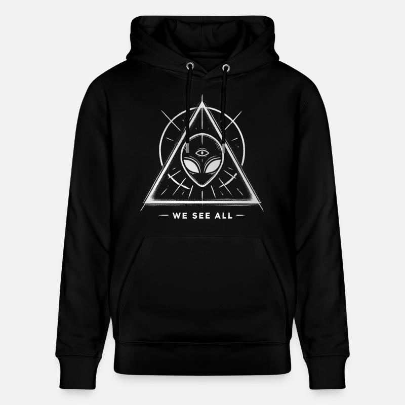 UFO Alien Eye Triangular Sigil - Stanley/Stella CRUISER Unisex Organic Hoodie - black